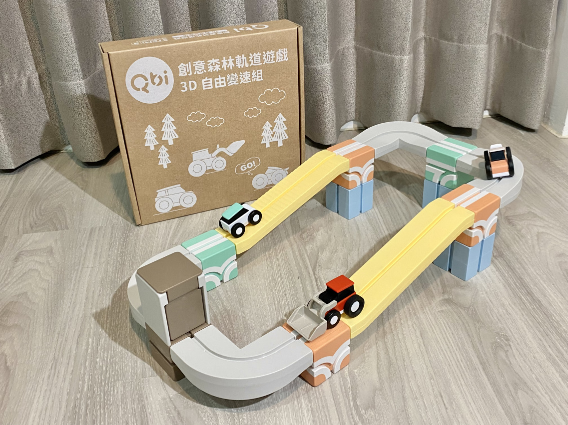 Qbi益智軌道磁吸玩具,兒童STEAM玩具推薦! 磁力積木軌道玩具車 momo獨家小動物們叢林歷險軌道(123數字基礎組+3D自由變速組) - 奇奇一起玩樂趣